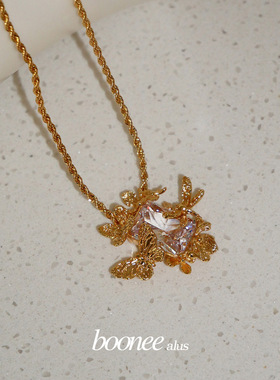 Boonee alus原创小众设计高级感毛衣链气质蝴蝶花朵锆石轻奢项链