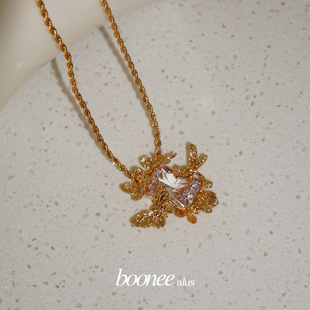 Boonee alus原创小众设计高级感毛衣链气质蝴蝶花朵锆石轻奢项链