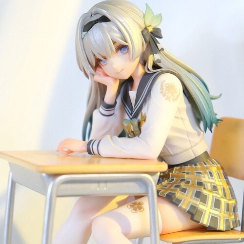游戏周边摆件 JK校服流萤 课桌坐姿 美少女机箱潮玩桌搭模型手办