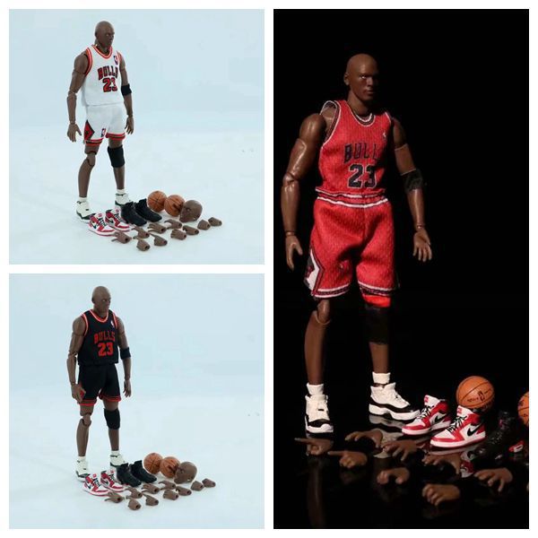 篮球明星 Michael Jordan 1/12maf 乔丹23号红黑白 可动 盒装手办