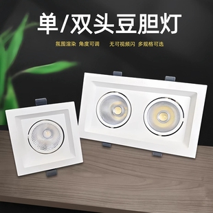 佛山照明led斗胆灯单双头天花灯筒灯无主灯客厅嵌入式 方形豆胆灯