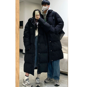情侣装冬季2023新款长款过膝派克羽绒服男冲锋衣工装加厚小众外套