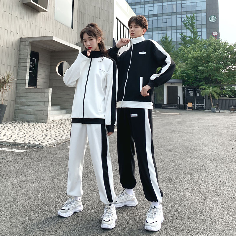 roora情侣装春秋季开衫立领运动服卫衣套装男ins炸街潮流两件一套