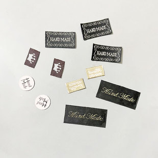 手工制作发箍DIY发夹背标织唛英韩文布贴小标签皮筋固定辅料布条