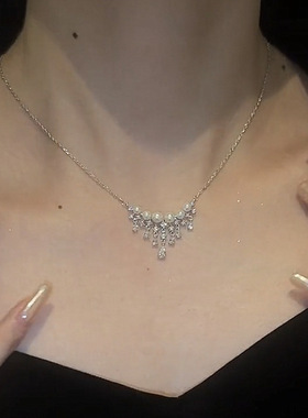 超仙珍珠水滴锆石项链女小众设计感高级感轻奢时尚百搭锁骨链潮