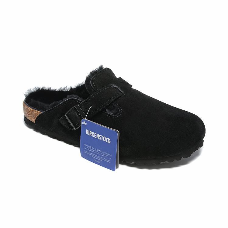勃肯包头鞋羊皮毛一体保暖毛拖