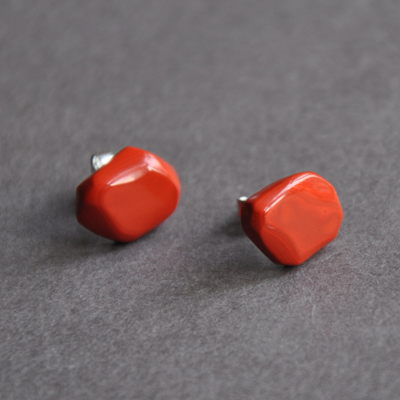 竞仙大漆925纯银耳钉饰品中国红本命年原创手工国风,特色手工艺,漆器,淘宝优惠券,粉丝福利购,淘宝优惠卷