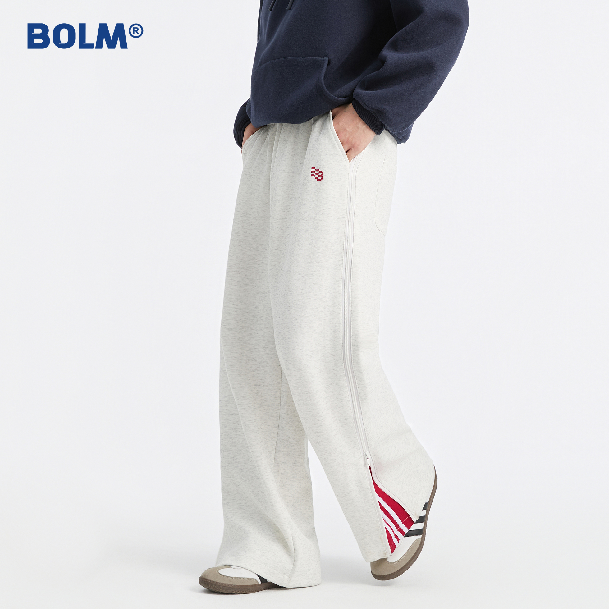 BOLM日系侧边拉链直筒卫裤