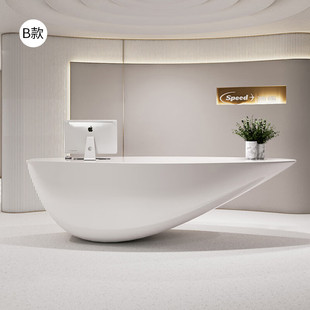 烤漆吧台公司前台接待桌创意圆弧形收银台迎宾医美咨询台办公家具