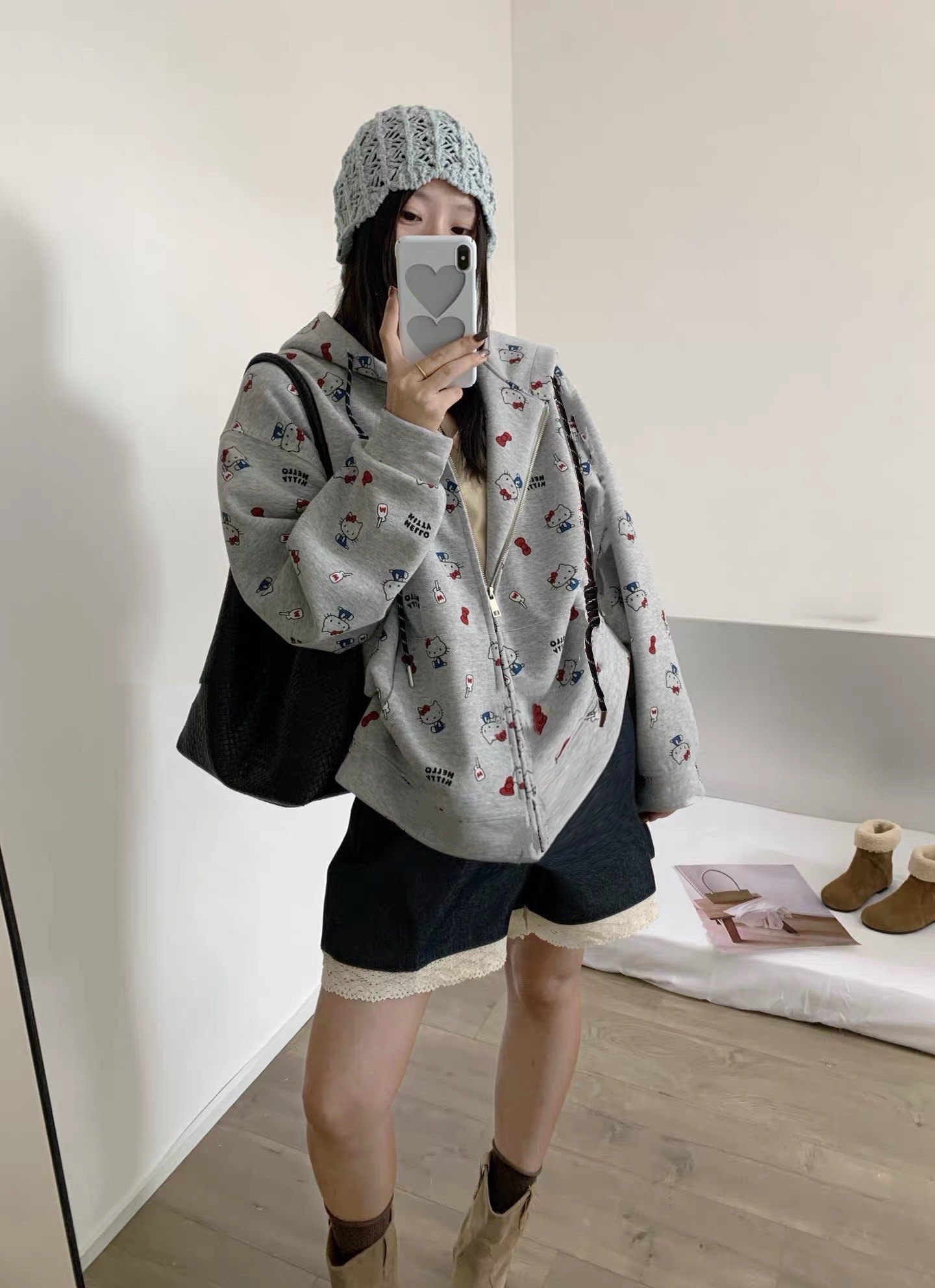 秋冬加绒加厚新款韩版宽松百搭连帽卫衣女休闲拉链外套上衣