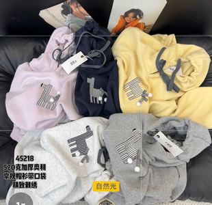 宽松休闲加绒加厚奥粒绒圆领套头卫衣刺绣斑马egg款 韩版 新款 冬季