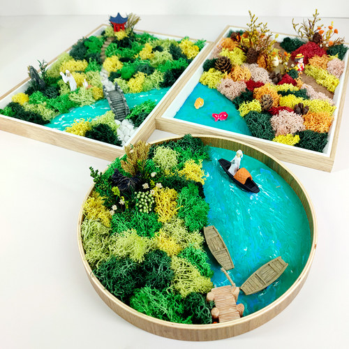 苔藓画微景观DIY相框画国风手作