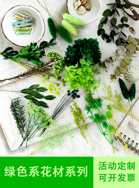 DIY干花绿色永生花大全手工相框绿叶装饰INS手环花干草伴手礼花材