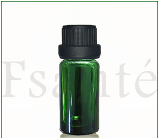 绿色玻璃精油瓶空分装配防盗盖内置滴头滴管10ml机制可批量大