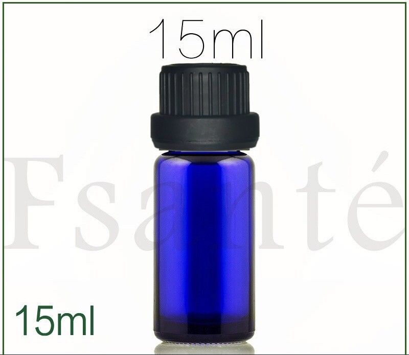 蓝玻璃瓶精油瓶空瓶分装瓶配防盗盖内置滴头滴管15ml机制瓶批