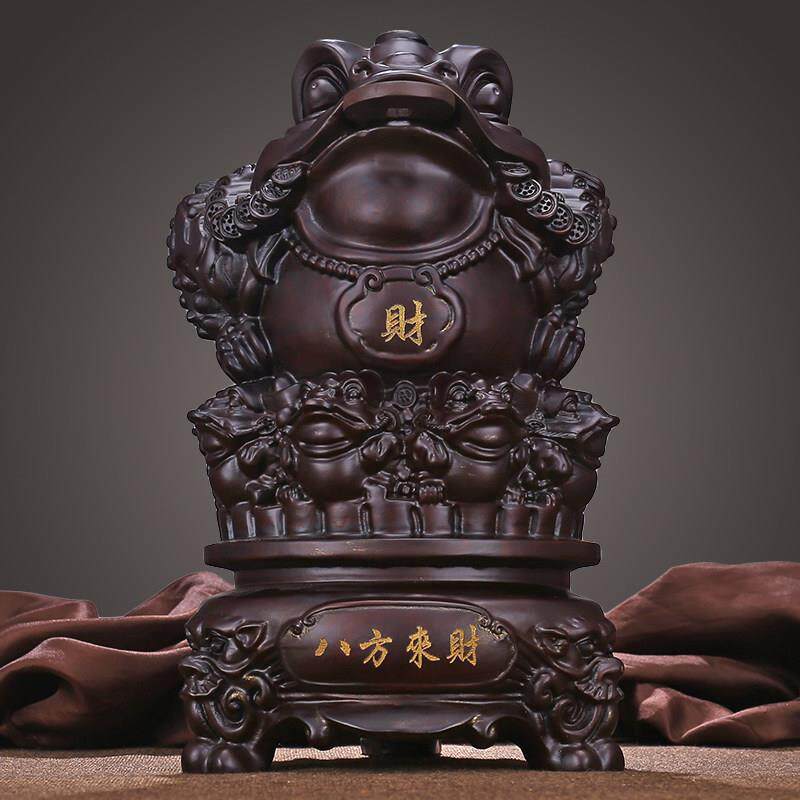 实木金蟾招财摆件黑檀木雕刻三足蟾蜍八方来财店铺收银台开业礼品