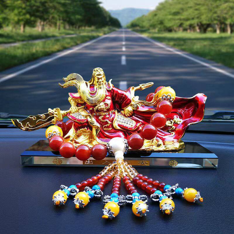 汽车饰品特大号锌合金摆件关公内饰车载香水关二爷批发车用香水座