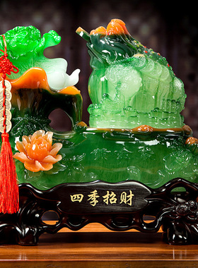 金蟾摆件树脂工艺品玉白菜家居办公室装饰品创意开业礼品代发