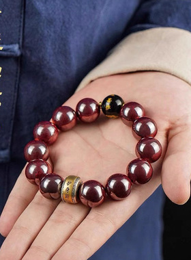 辰砂朱砂手链手串本命年本命佛手链十二生肖男女款发黑朱砂衬衫
