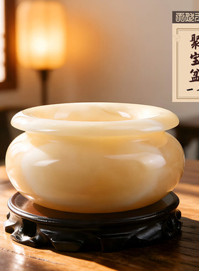 石材摆件现代客厅果盘孤品