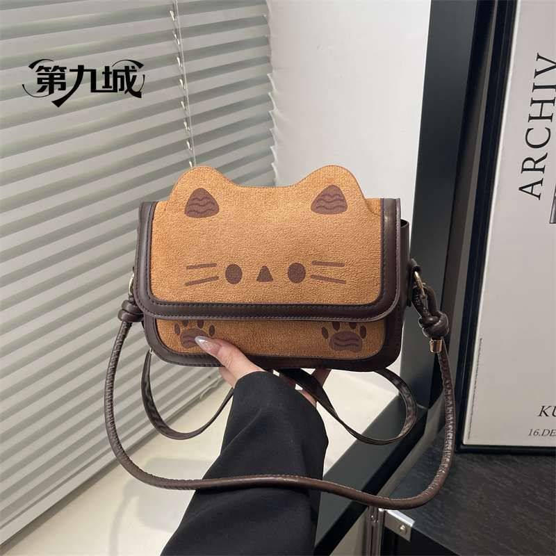 新款韩版复古小众可爱小猫单肩包女卡通学生斜挎包小众休闲手提包,箱包皮具/热销女包/男包,单肩包,淘宝优惠券,粉丝福利购,淘宝优惠卷