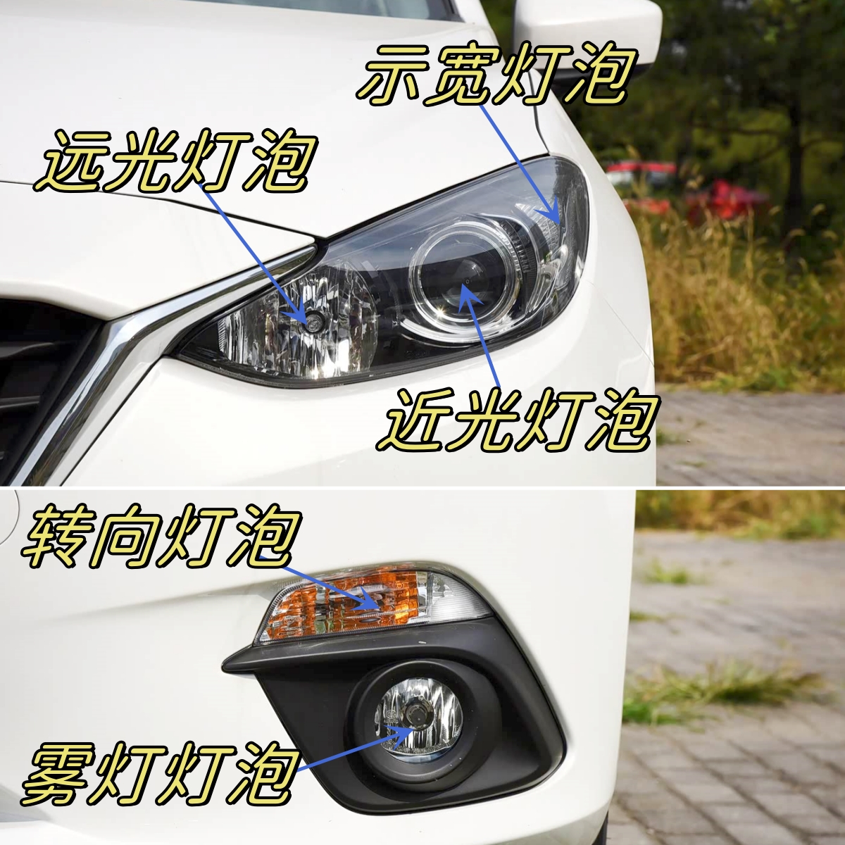 适用于昂克赛拉大灯远光灯近光灯泡转向灯转弯灯泡示宽灯泡前雾灯