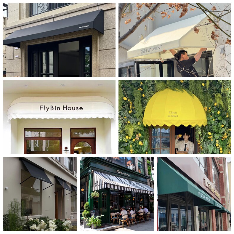 店铺门头雨蓬遮阳棚装饰雨棚窗户雨搭法式棚欧式蓬服装店花店雨篷