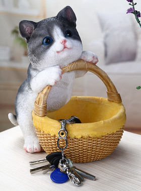 家用创意猫收纳摆件玄关茶几装饰