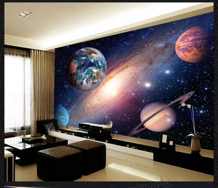 个性卧室房顶太空银河星球墙贴