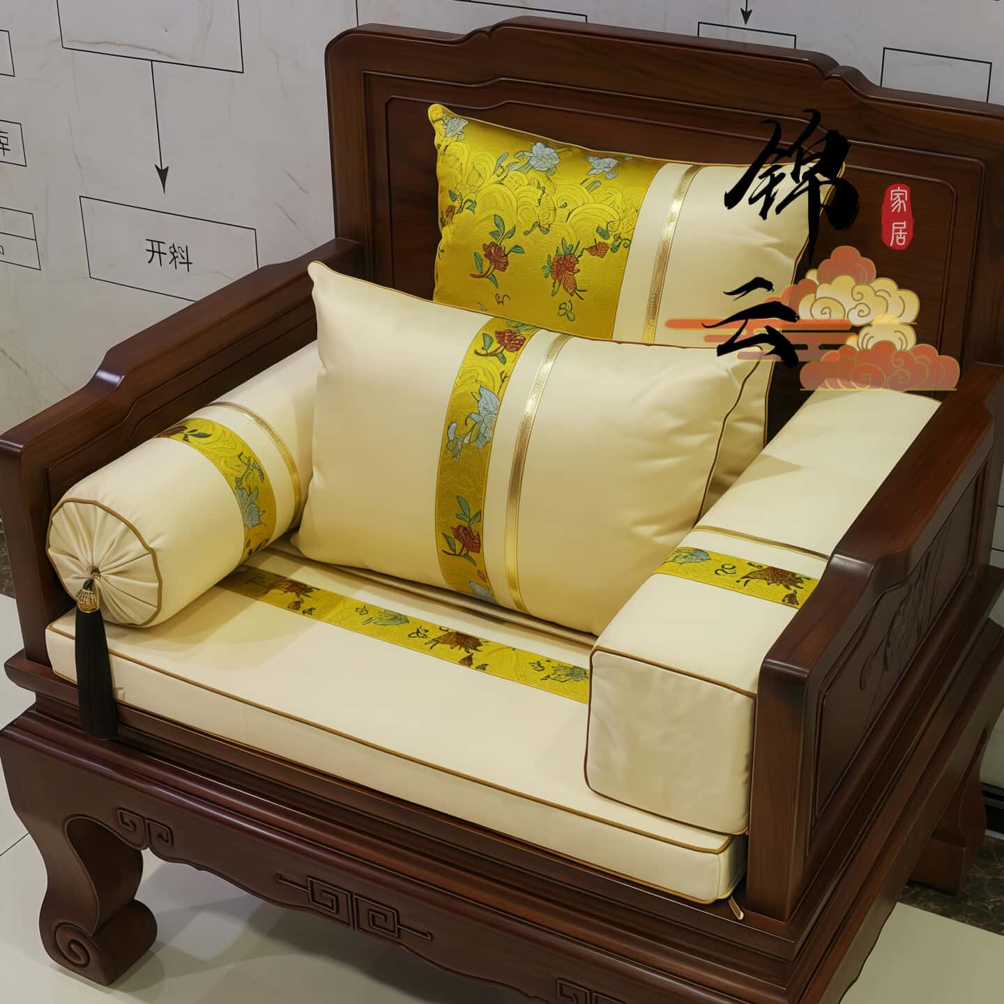 推荐定制罗汉床垫子五件套棕垫红木实木家具新中式沙发海绵垫乳胶