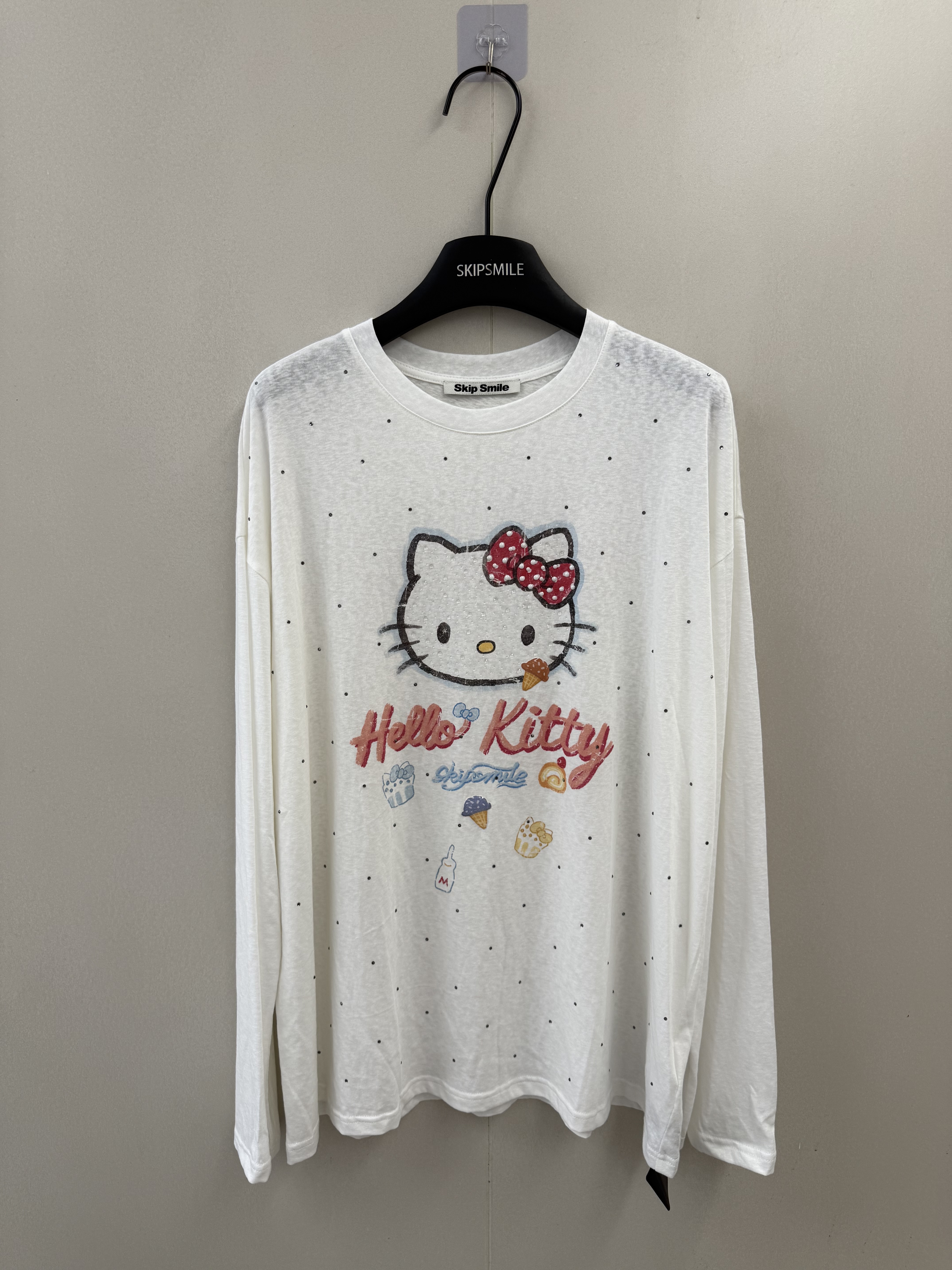 Skip Smile趣味减龄卡通Kitty猫咪烫钻印花短袖T恤女夏潮防晒上衣