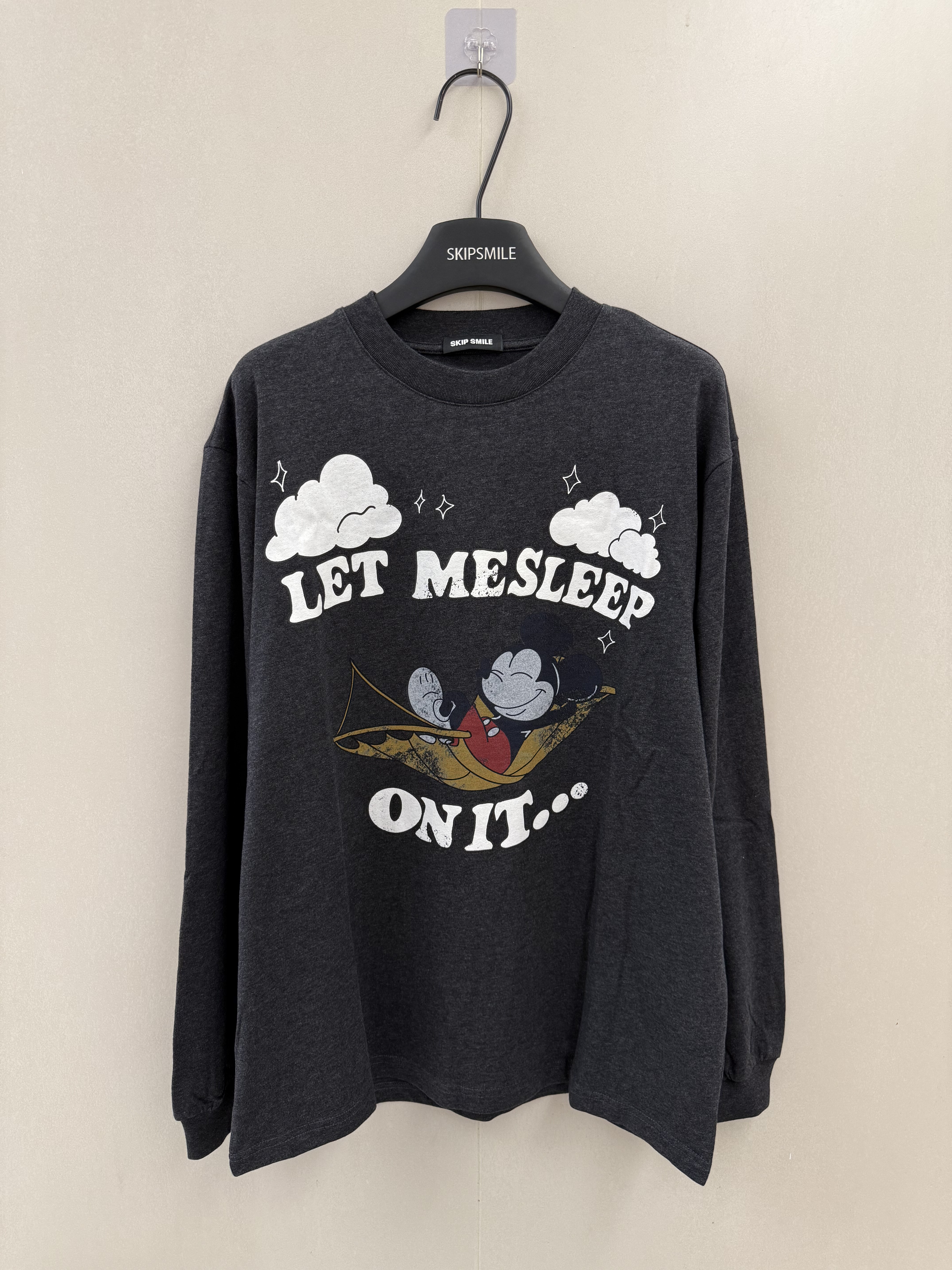 Skip Smile时髦小众设计感卡通印花短袖T恤女宽松休闲情侣款上衣T