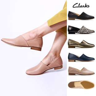 两穿真皮单鞋 Clarks女鞋 其乐代购 春夏休闲羊皮平底一脚蹬乐福鞋