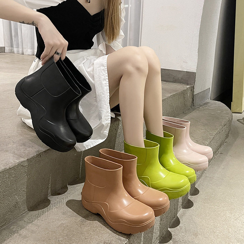 南郭良品阿希哥同款牛油果雨靴女时尚款外穿大头户外短靴厚底糖果