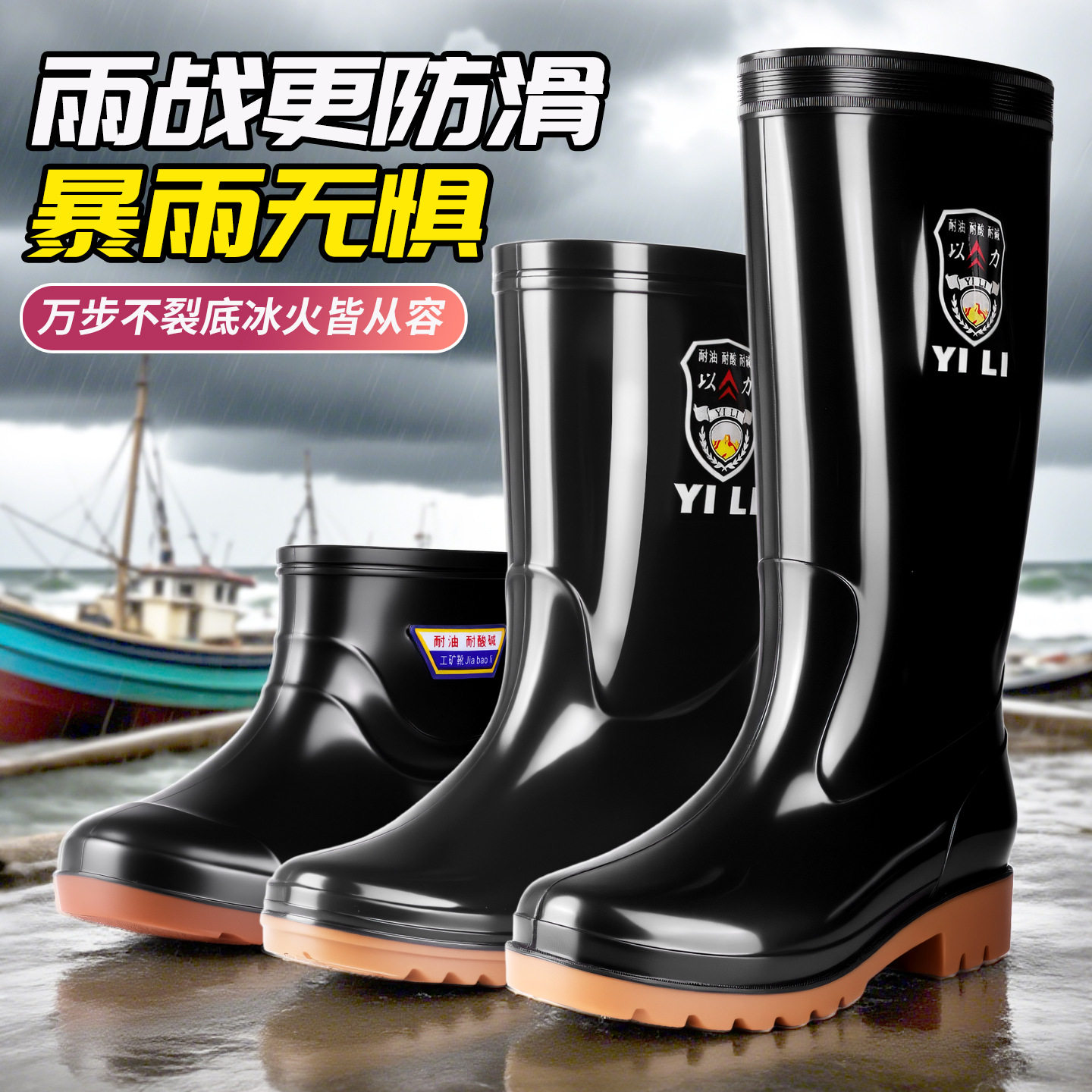 南郭良品雨鞋男女款水鞋雨靴钓鱼中高筒赶海防水劳保胶鞋36-51