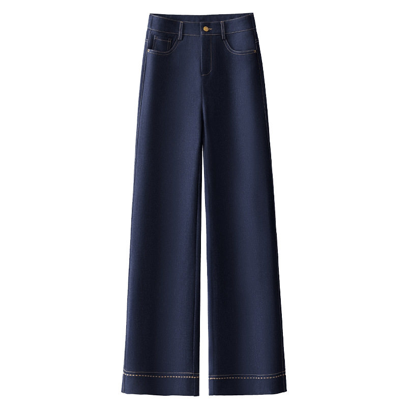 丹宁蓝阔腿裤女2026夏季薄款高腰显瘦宽松慵懒风垂感休闲裤