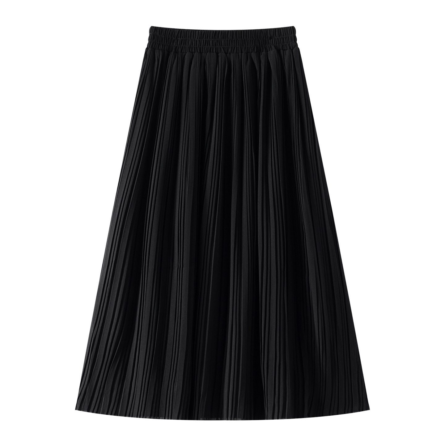 黑色休闲半身裙女2026夏季新款高腰显瘦A字裙气质百搭垂感百褶裙