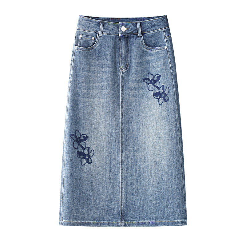 水洗蓝色牛仔半身裙女夏季薄款高腰显瘦宽松中长款直筒包臀裙