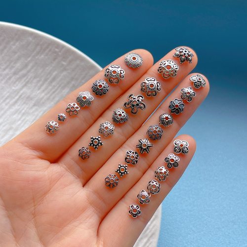 925纯银饰品配件花托花帽珠托diy