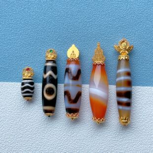 古法金s925银镀24K金配件桶珠粘扣天珠吊坠扣头空托DIY粘珠子配饰