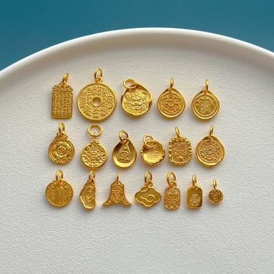 包24K金配件九宫八卦无相佛吊坠