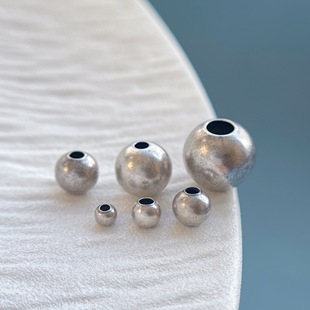 三七老银饰品配件隔珠圆珠散珠复古小银珠子diy手工串珠手链项链