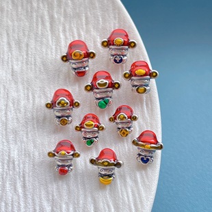 足银999纯银饰配件烧蓝元宝葫芦如意福财字钱币小财神大孔隔珠diy