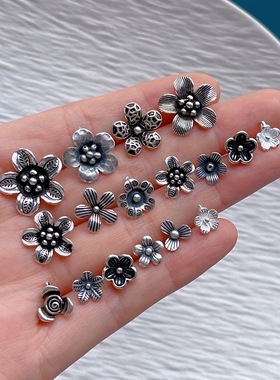 925纯银饰配件泰银花朵各种小花隔珠吊坠提溜挂坠diy手串项链配饰