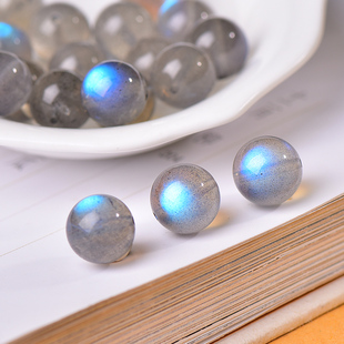 灰月光石散珠子天然7A冰种灰蓝月光石单珠半成品DIY拉长石串珠