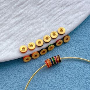 古法金s925银镀24K金配件烧蓝糖果色隔珠彩虹隔片宫廷DIY手链编绳