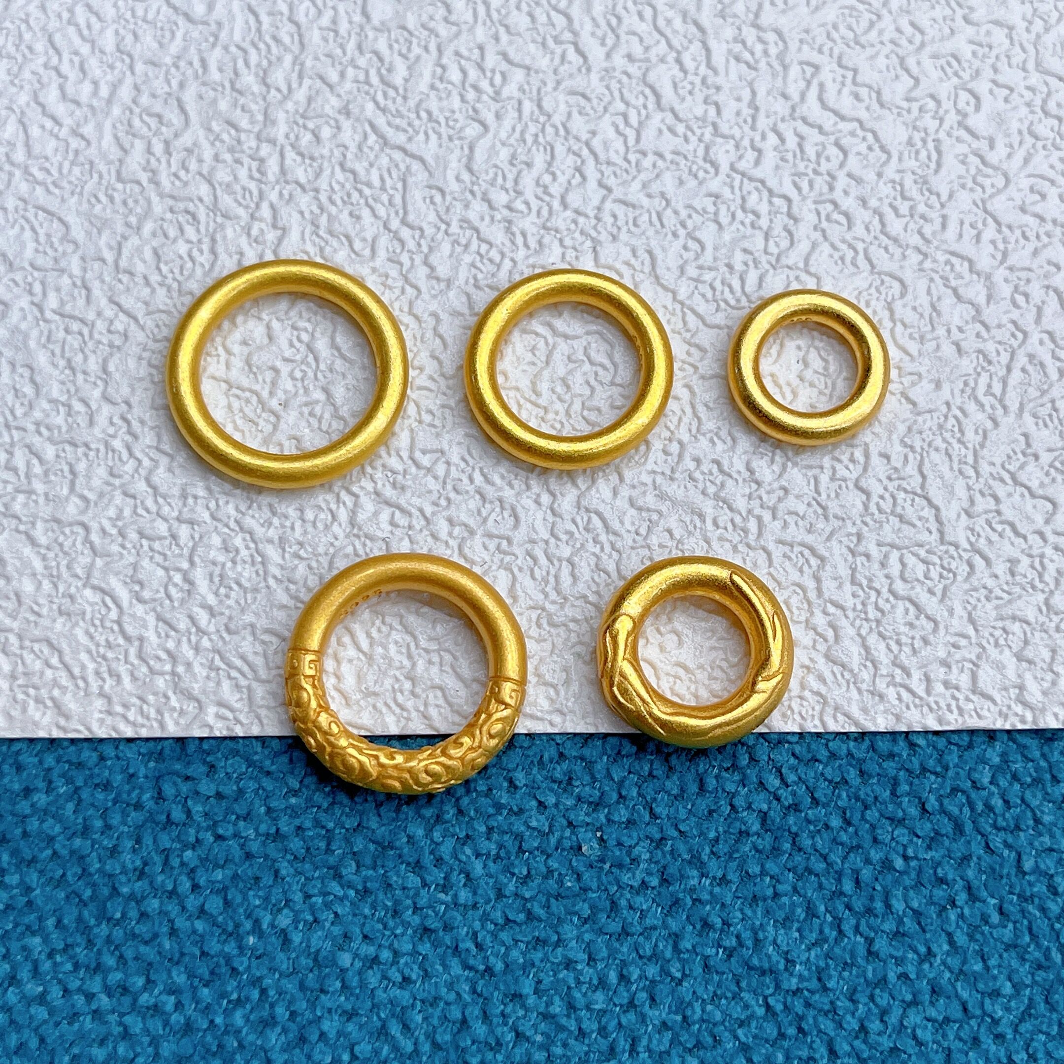 925古法银镀金跑环乾坤圈diy编绳