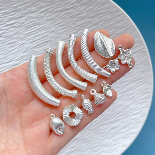 纯银星光弯管隔珠吊坠提溜挂坠