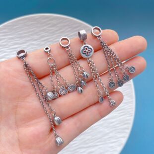 925纯银饰配件福字花苞莲花平安岁岁流苏穗子吊坠diy手链项链配饰