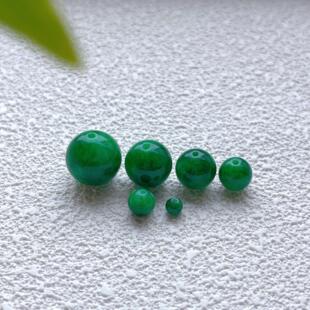 翡翠色铁龙生干青玉髓散珠子半成品DIY手工串珠单珠手链项链配件